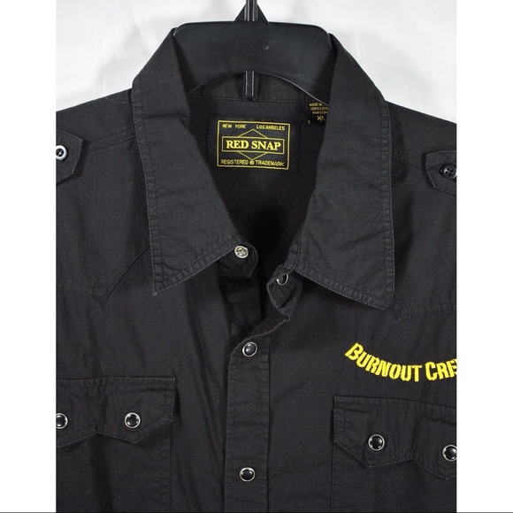 Red Snap Burnout Crew Black Pearl Snap Shirt - Picture 4 of 6